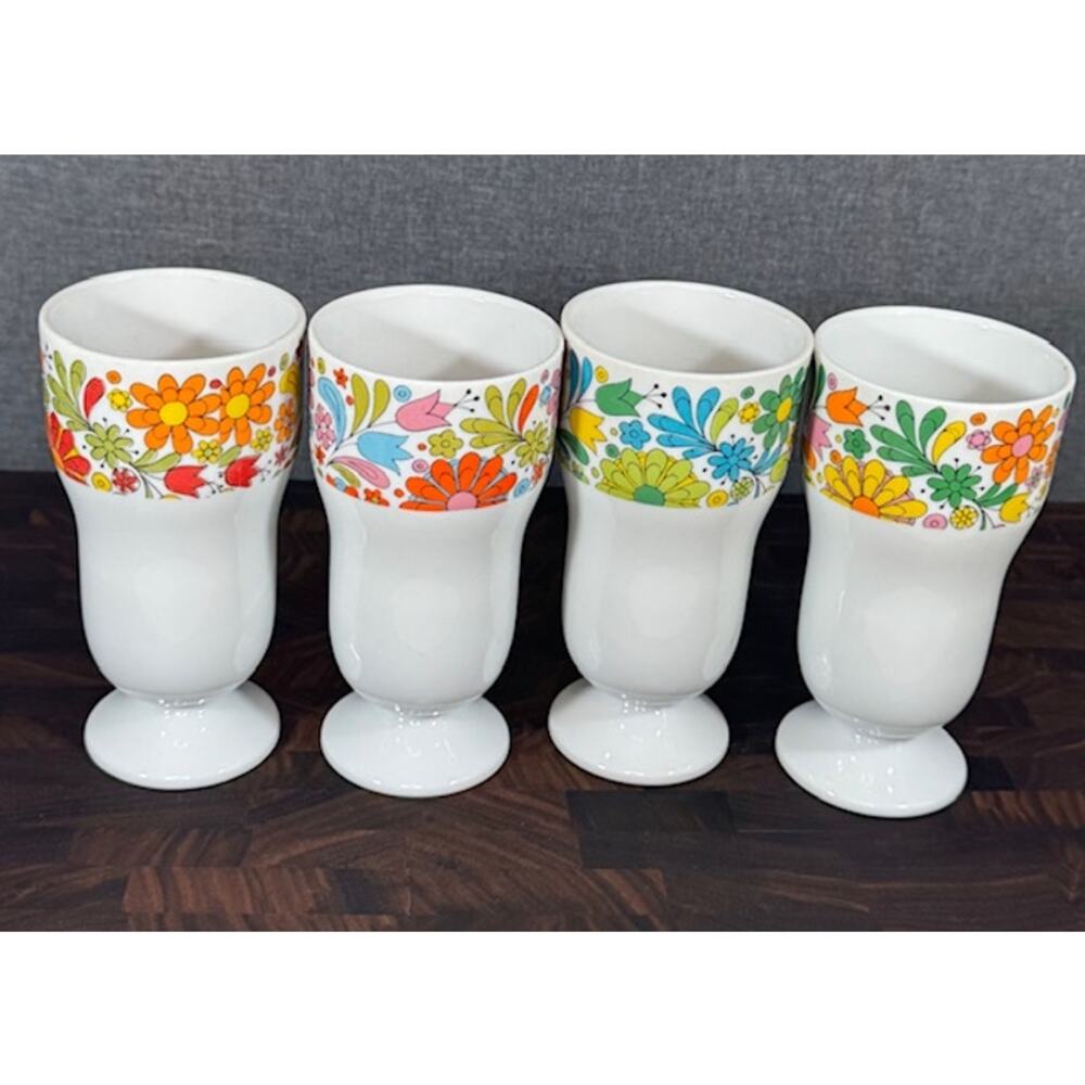 Vintage Groovy Parfait Glass Set of Four